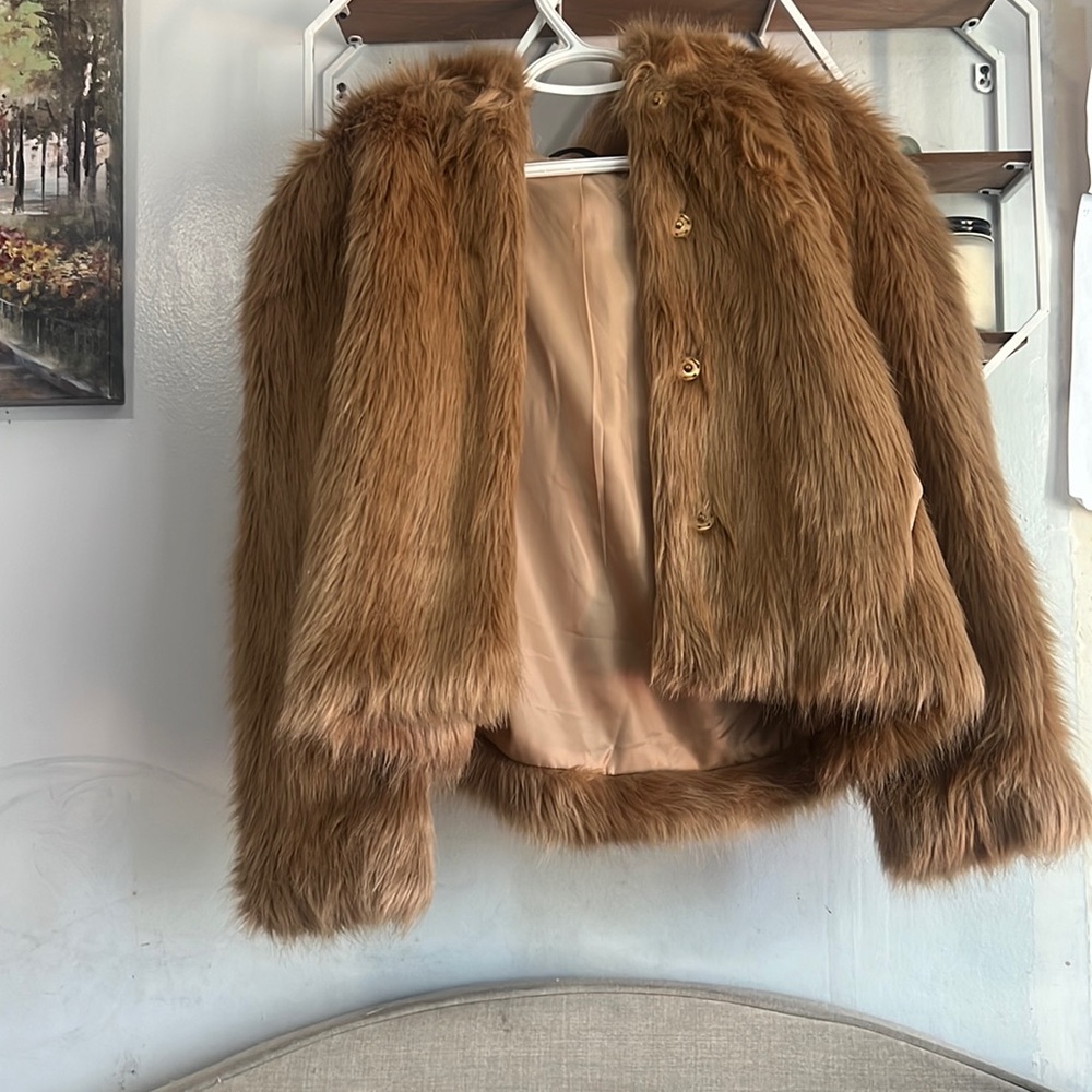 Furry Coat with Hoodie Size 4 (Like New)